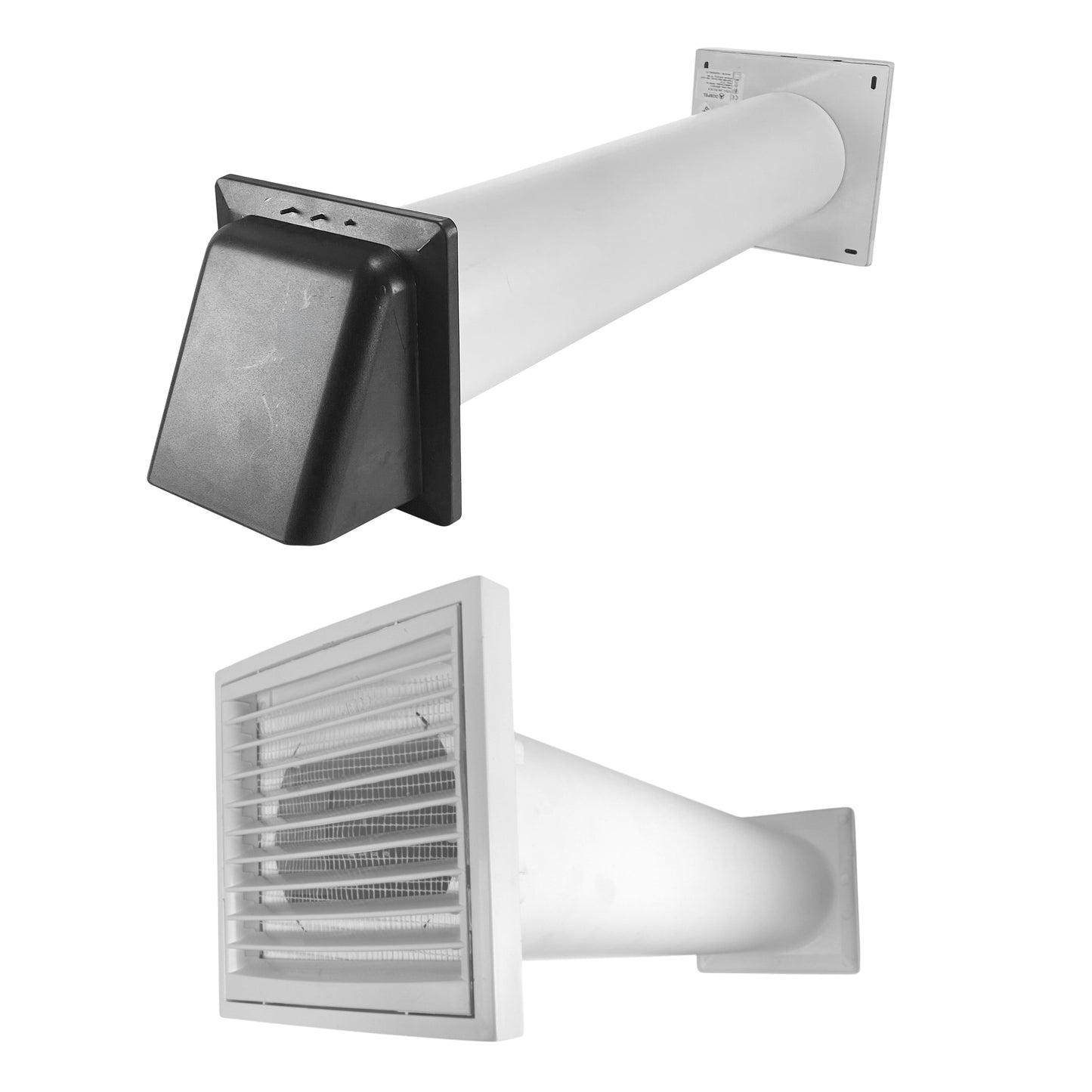Graphite external vent louvre kit: square grille with angled duct for wall