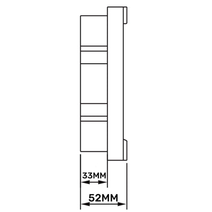 Louvre Vent KR150 Seitenansicht, Tiefe 33 mm, Breite 52 mm