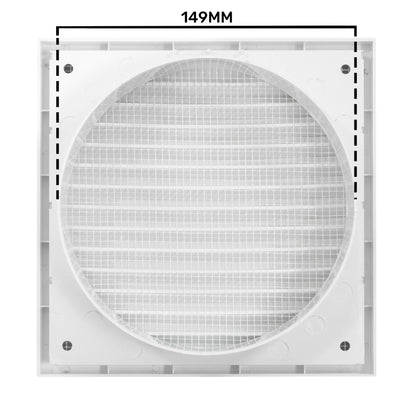Louvre Vent KR150, Rahmen mit rundem Vent-Gitter, Maßangabe 149 mm