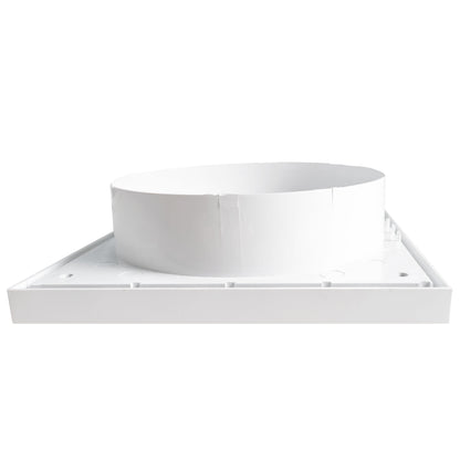 Louvre Vent KR150, Montageflansch mit weißem Anschlussstutzen (Unteransicht)