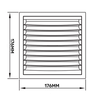Louvre Vent KR150 Lüftungsgitter mit horizontalen Lamellen, 176 mm
