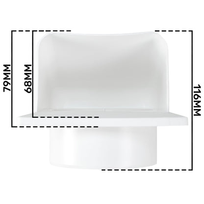 White louvre vent profile with height 168 mm and depth 79 mm dimensions