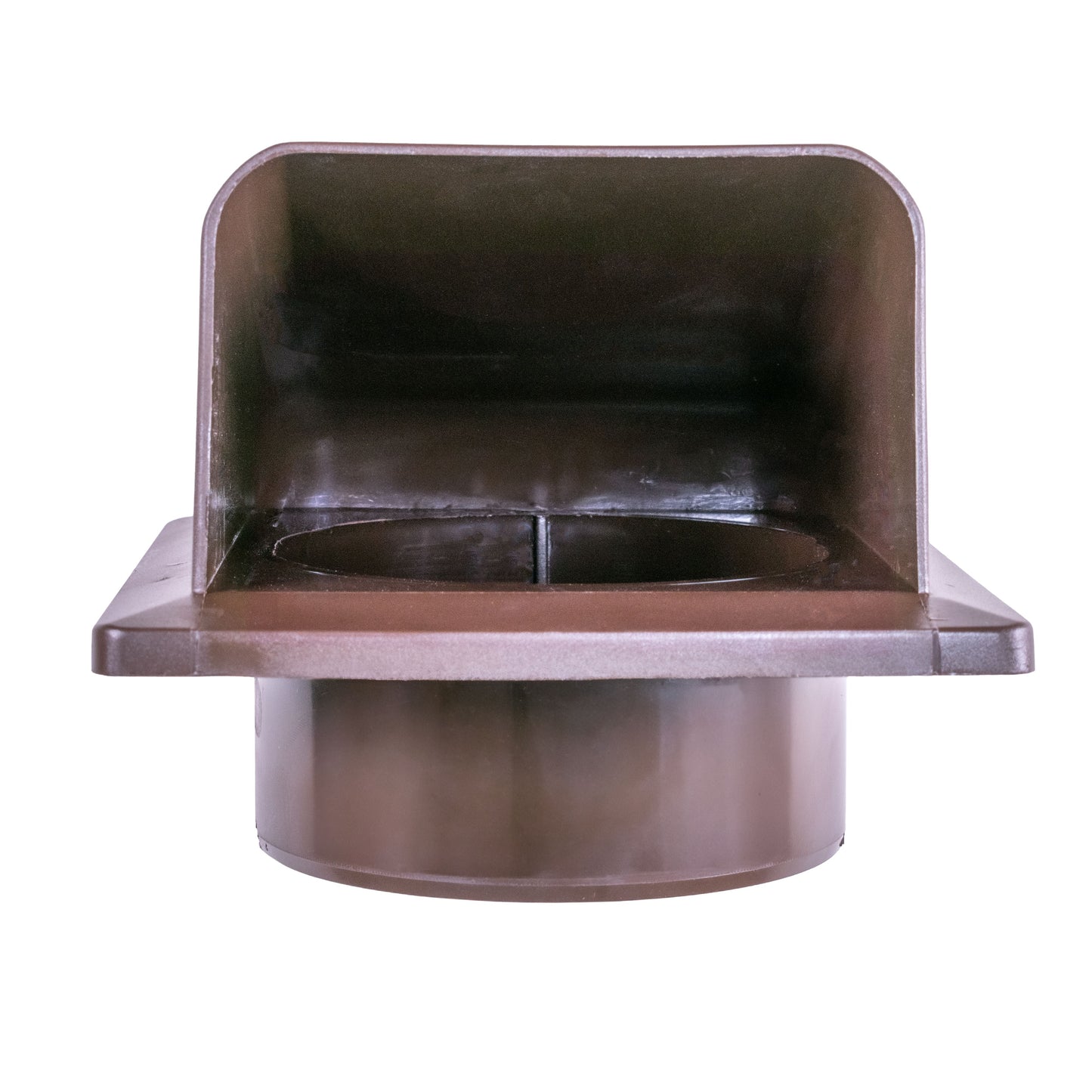Brown external wall vent cover with open top vent opening