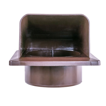 Brown external wall vent cover with open top vent opening