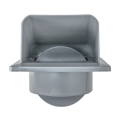 Grey ventilation cover with circular outlet and inner cavity