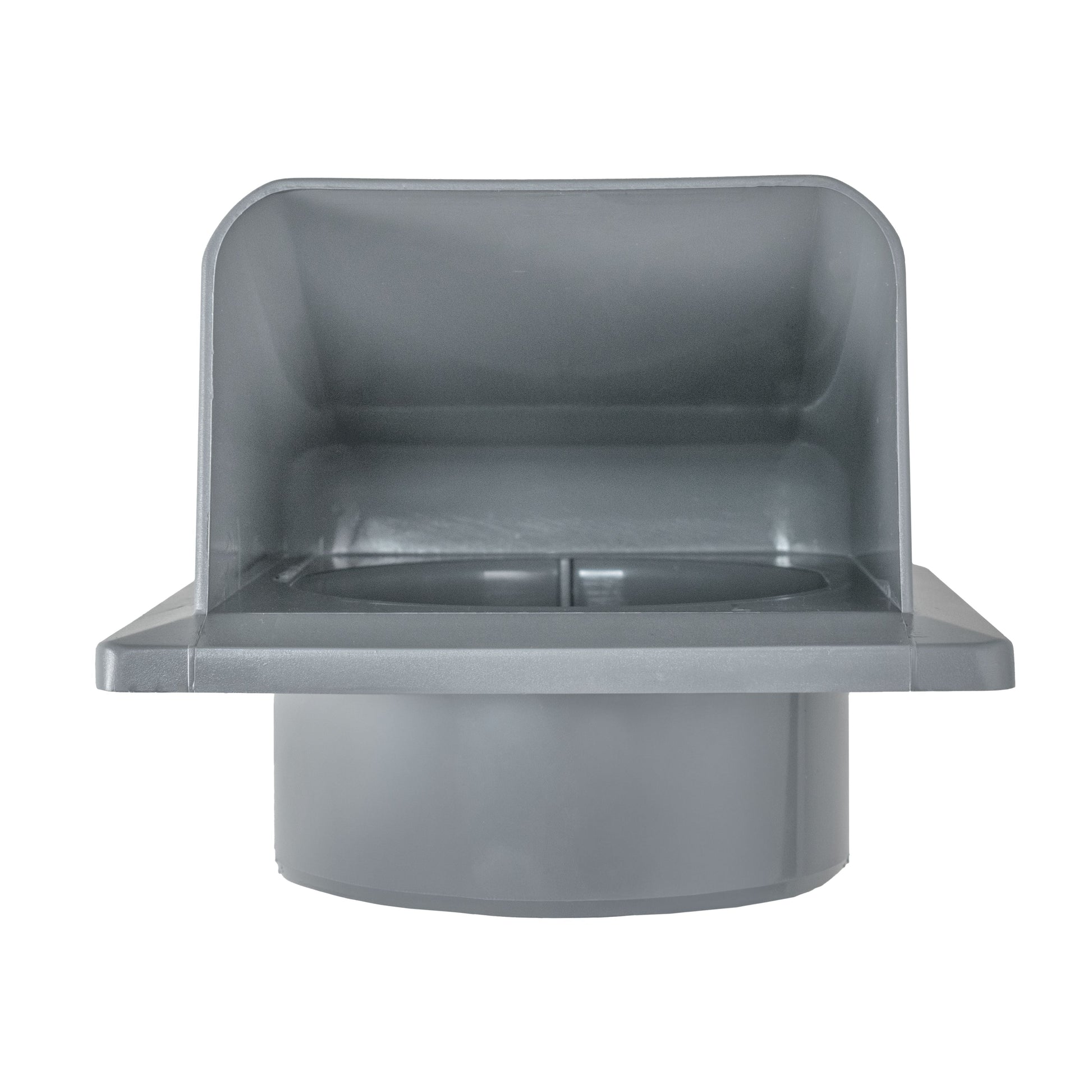 Graphite external through-wall ventilation cap with louvered intake opening
