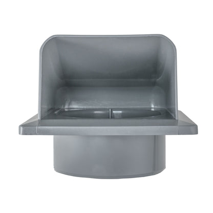 Graphite external through-wall ventilation cap with louvered intake opening