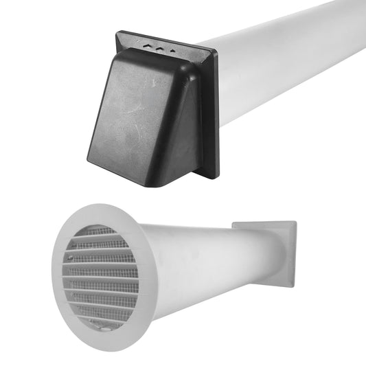 Graphite louvre vent kit: round external hood with rectangular wall plate