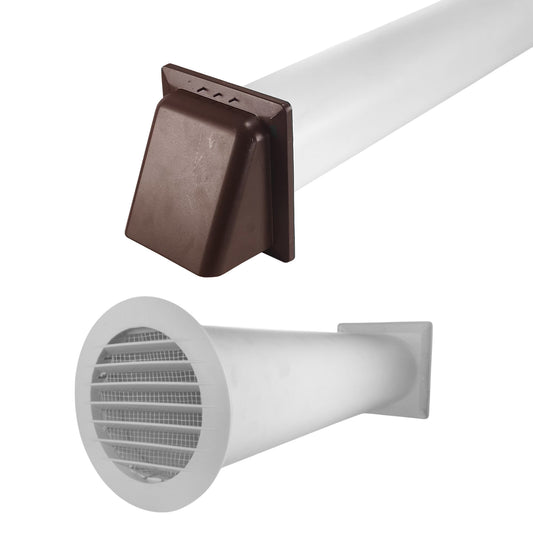 Brown external round louvre ventilation vent cap for wall-through kit