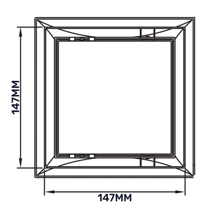 Access panel door 147mm x 147mm outer frame size, PP material view