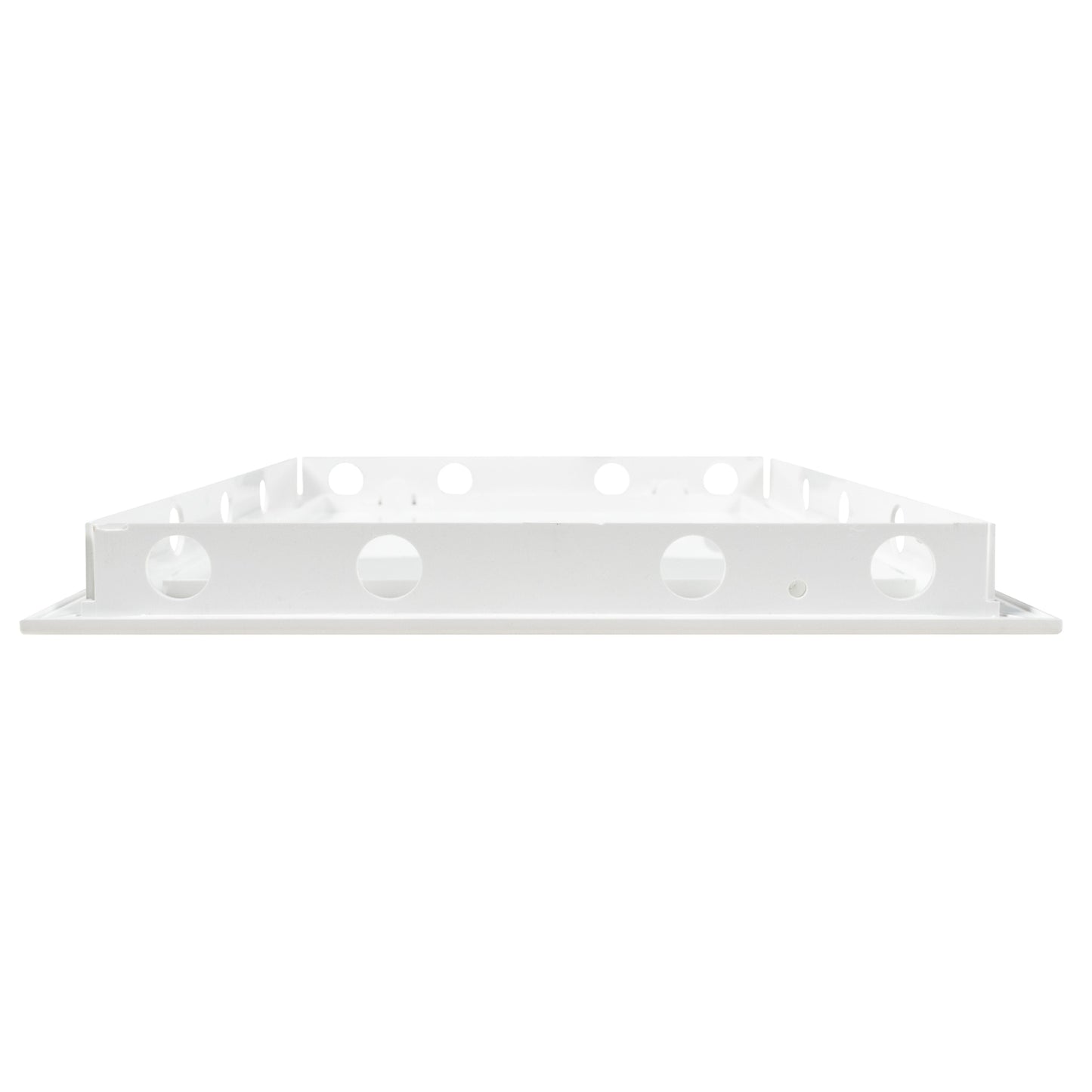 White access panel door underside/edge view with circular mounting points