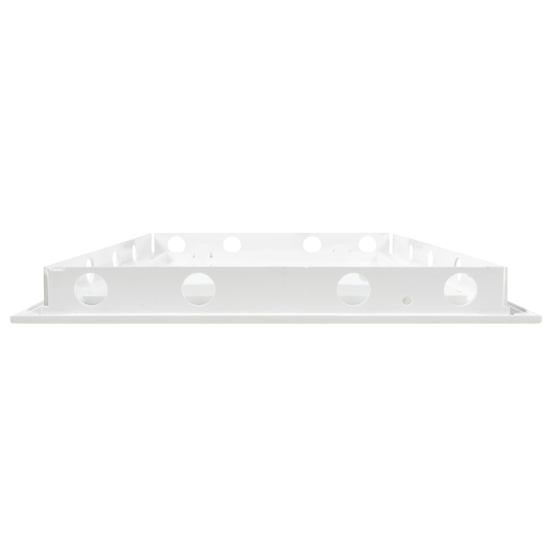 White access panel door underside/edge view with circular mounting points