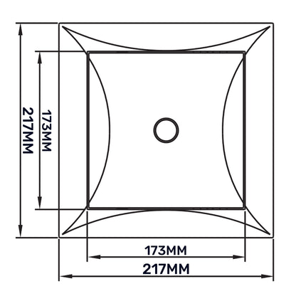 Access panel door PP diagram with 173mm inner and 217mm outer width