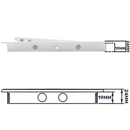 Access panel door PP cross-section with two round openings; dimensions shown (24mm, 2mm, 19mm)