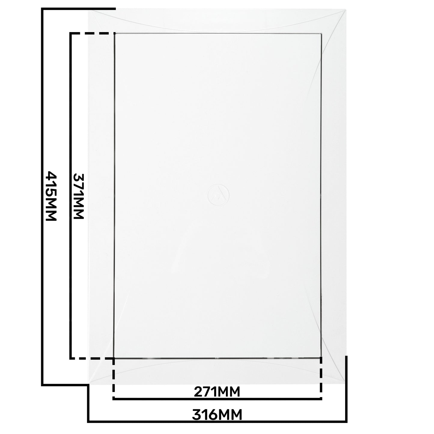 Access panel door placement diagram: inner opening 271mm, width 316mm