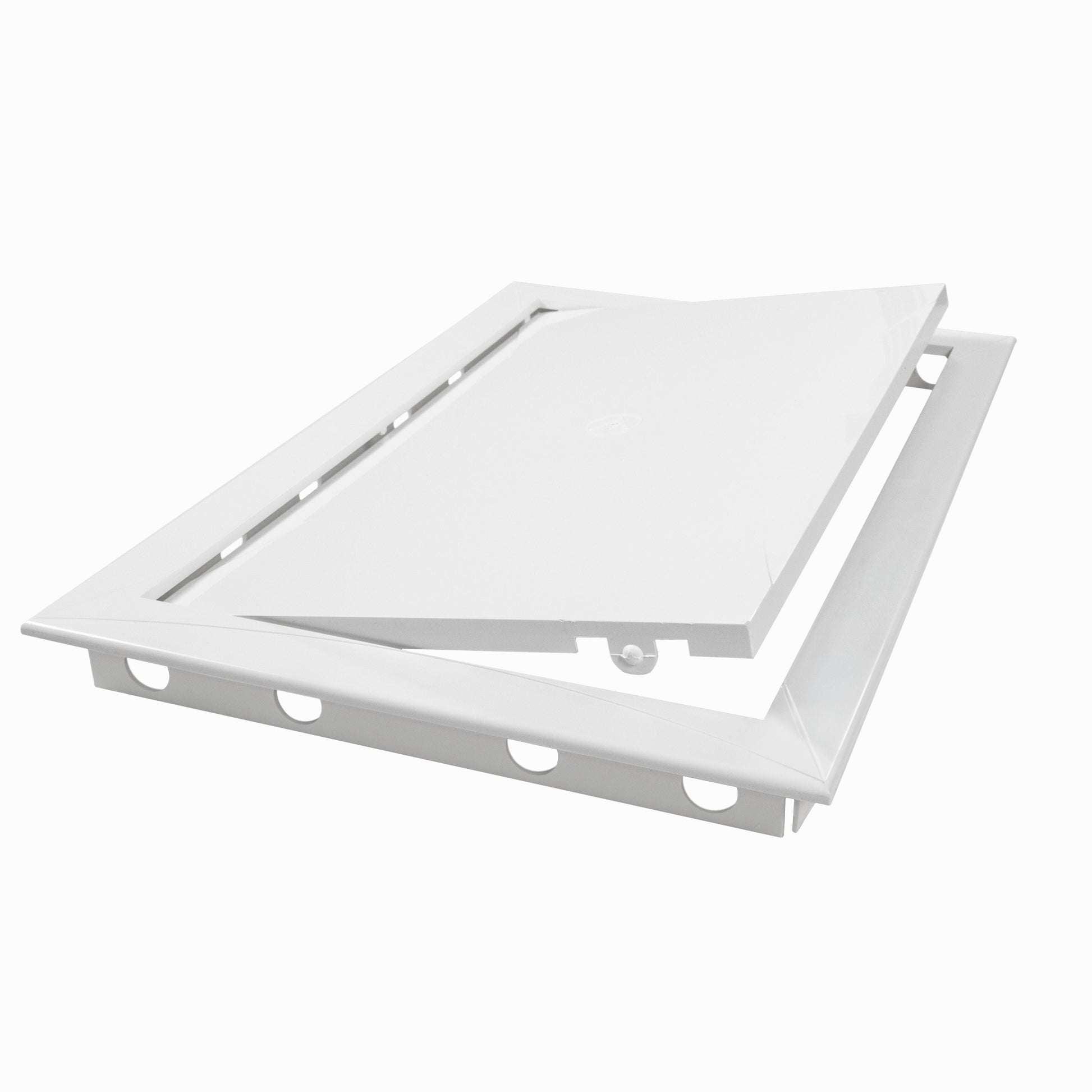 White access panel door with finger grips and central latch recess, 300x400mm