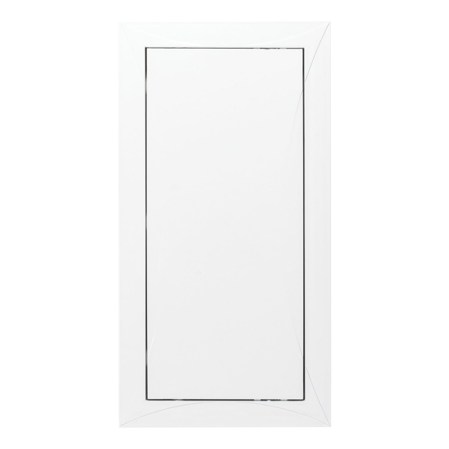White access panel door with tall vertical outer surround and recessed rectangular opening, 150 x 300mm
