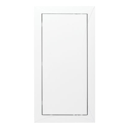 White access panel door with tall vertical outer surround and recessed rectangular opening, 150 x 300mm