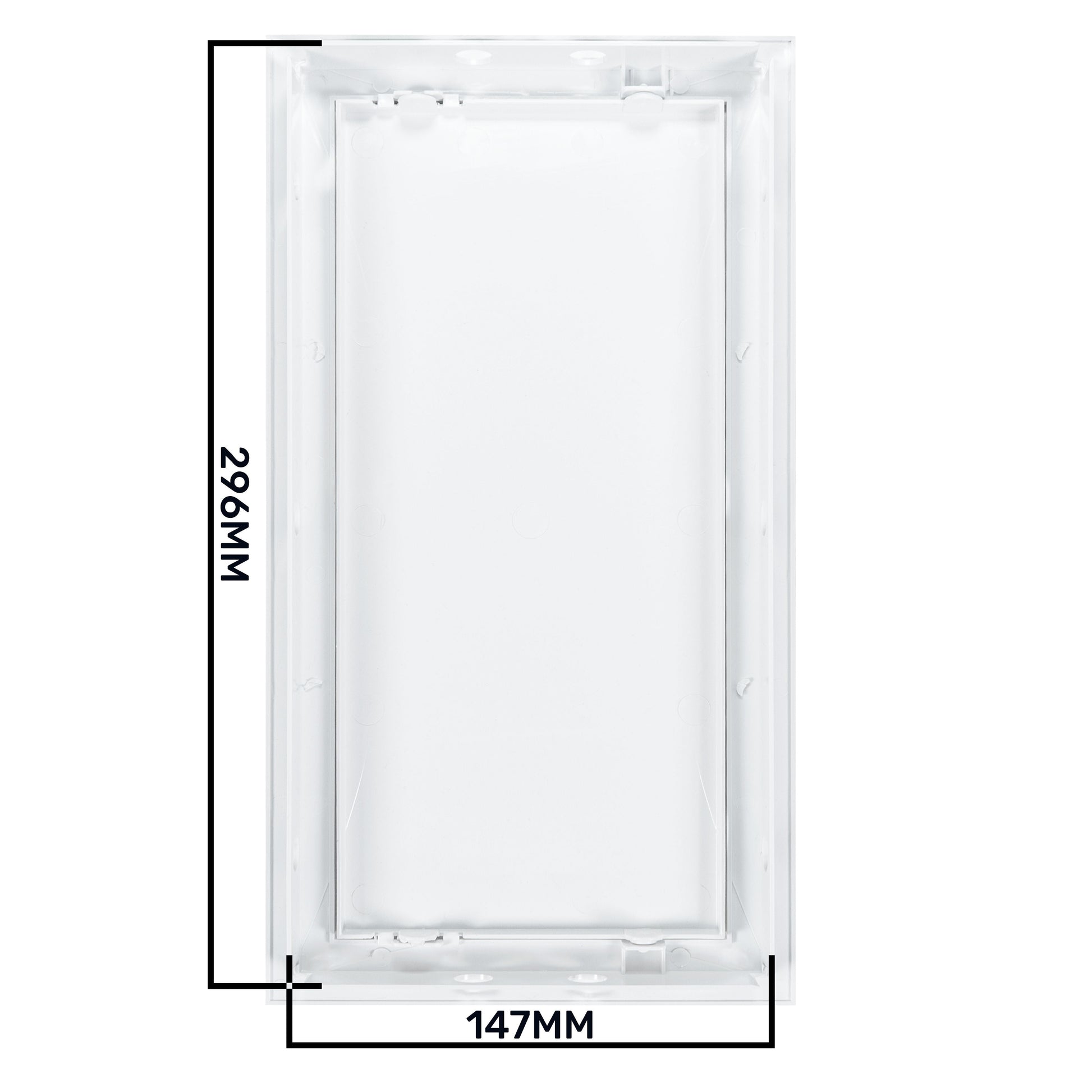 Rectangular access panel door diagram with full frame, 147mm wide and 296mm high.