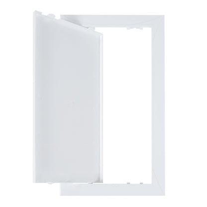 White access panel door rear view showing hinged side and inner frame edge, 150 x 300mm
