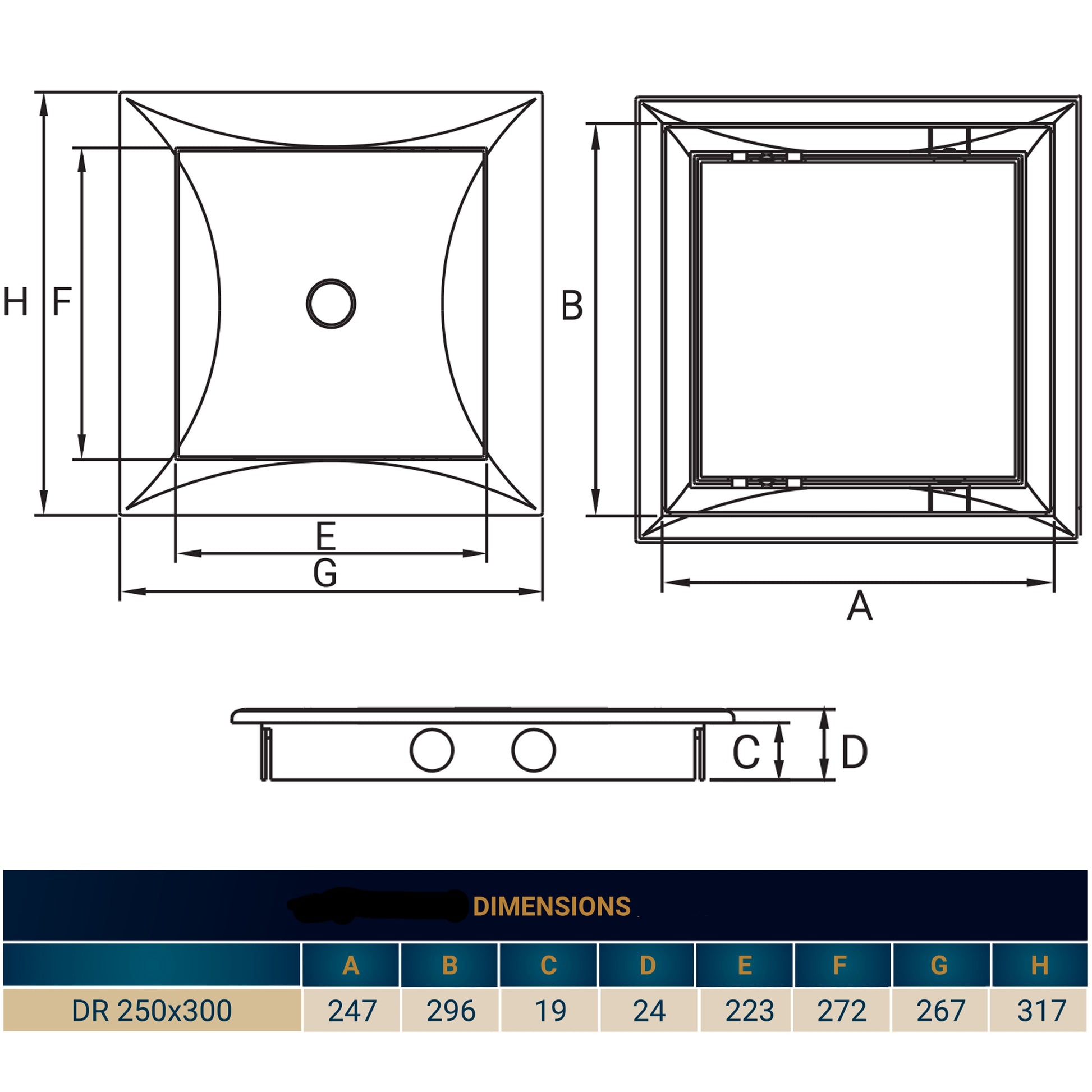 Top section of access panel door bar with two round holes; 24mm x 19mm