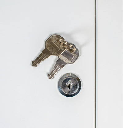 White access panel door key lock with key and round cylinder face