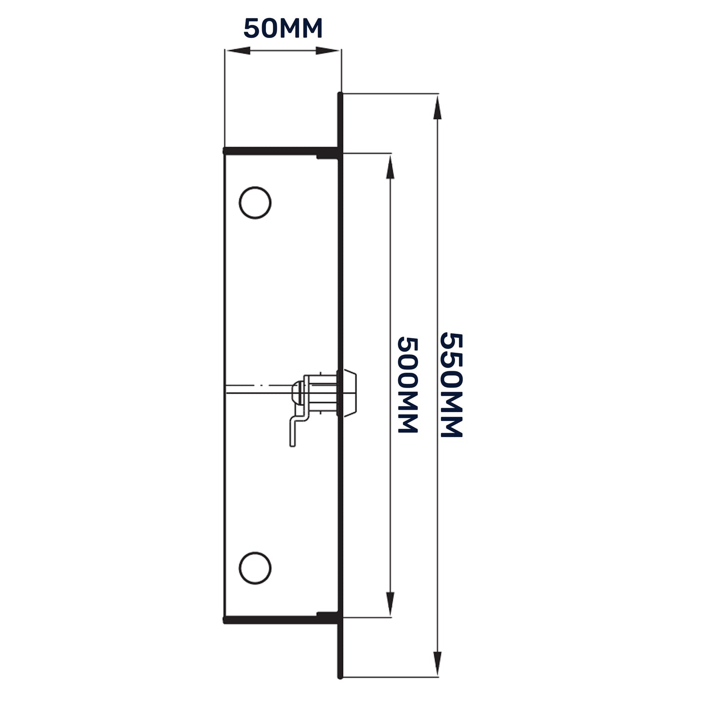 White 500mm x 500mm metal access panel door with lock and two mounting holes