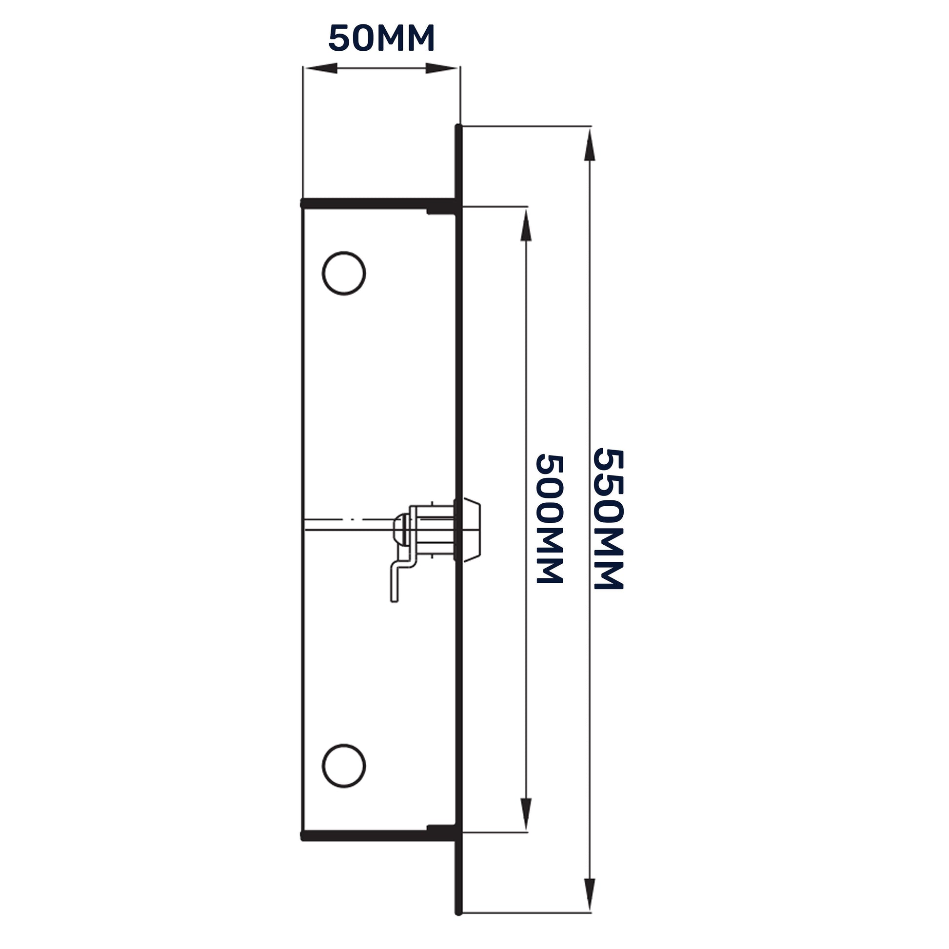 White 500mm x 500mm metal access panel door with lock and two mounting holes