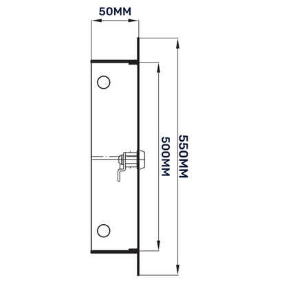 White 500mm x 500mm metal access panel door with lock and two mounting holes