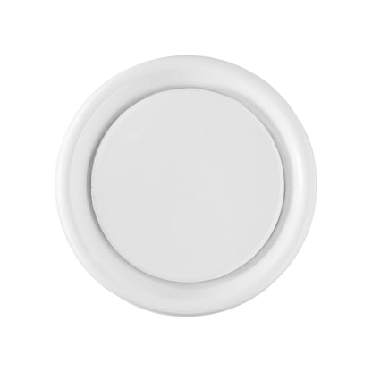 White ABS ceiling extract valve 100mm flat front cover with circular outer trim