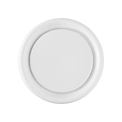 White ABS ceiling extract valve, front circular face with inner ring