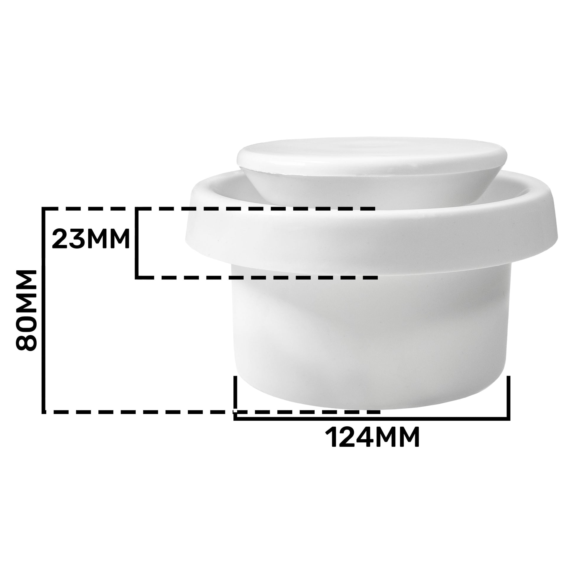 White ABS extract ceiling valve, round housing with 124mm diameter and 80mm depth