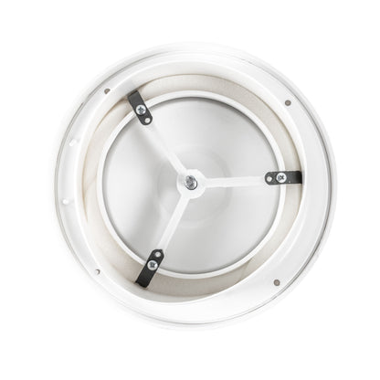 White ABS ceiling extract valve underside, visible fan mechanism and grille