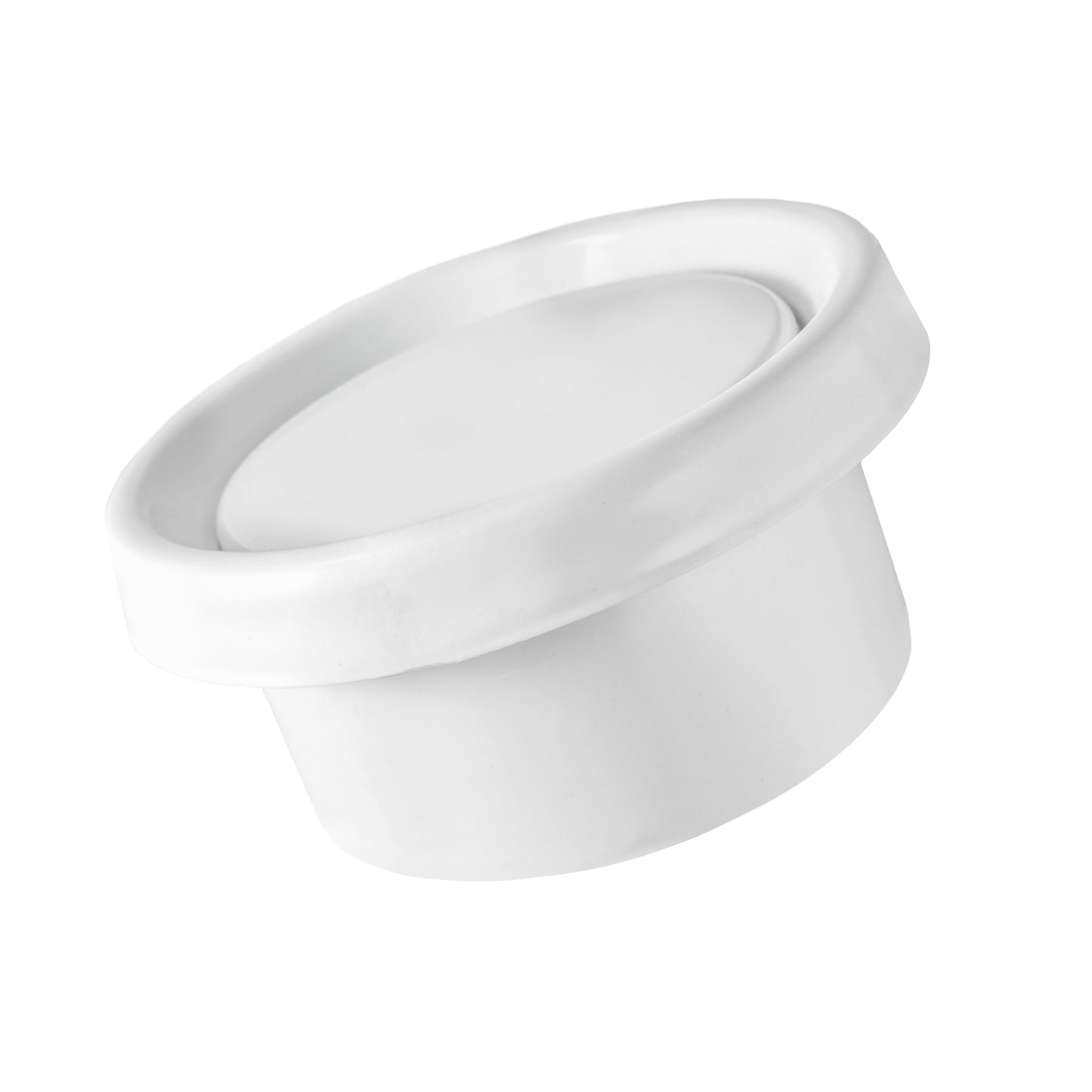 White ABS ceiling extract valve, curved housing with top rim
