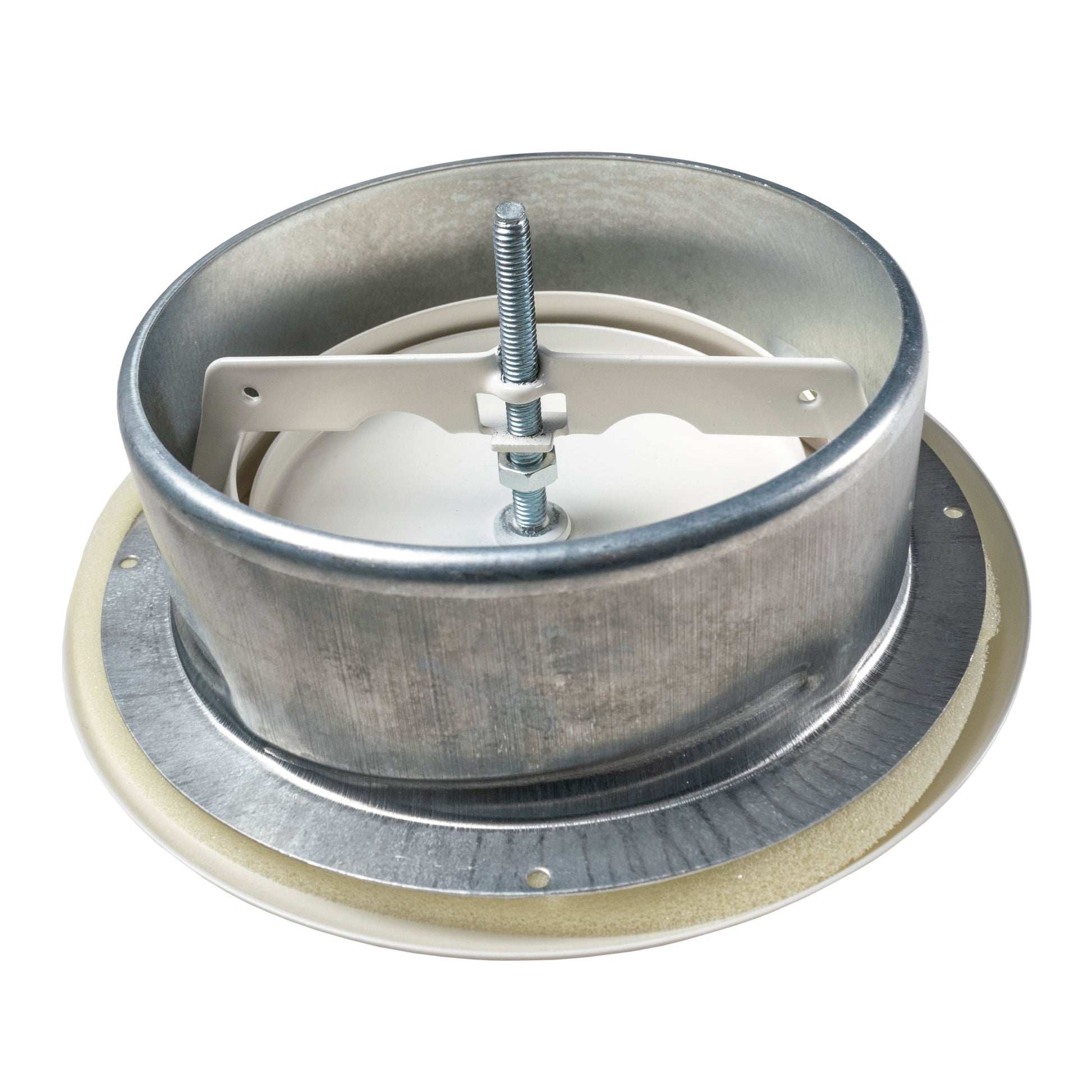 Ceiling extract valve internal view, central screw and metal housing