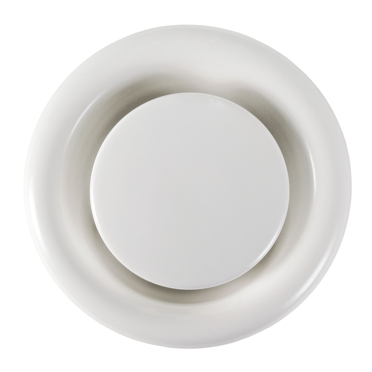 White 125mm ceiling extract valve cover plate with circular inner opening