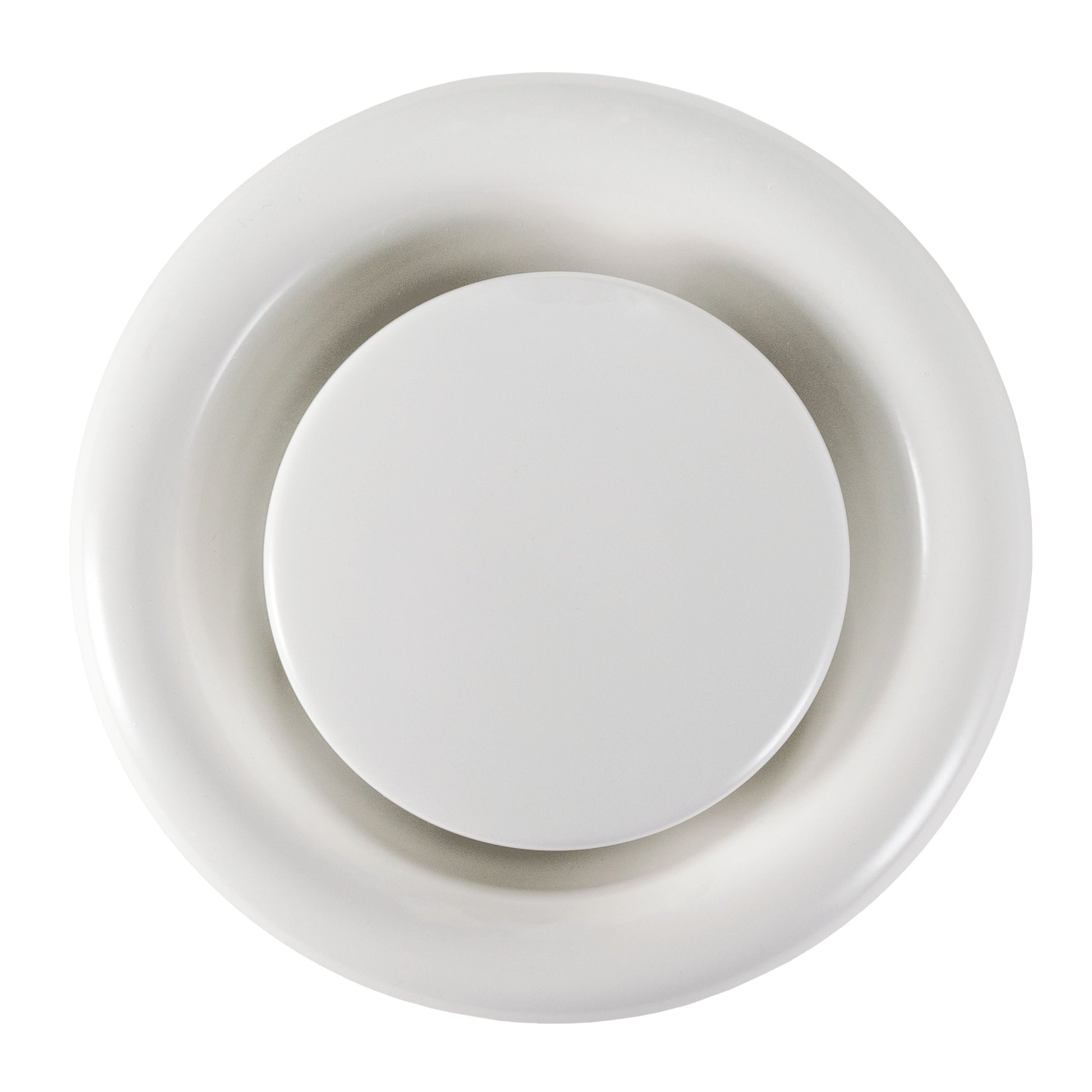 White 125mm ceiling extract valve cover plate with circular inner opening