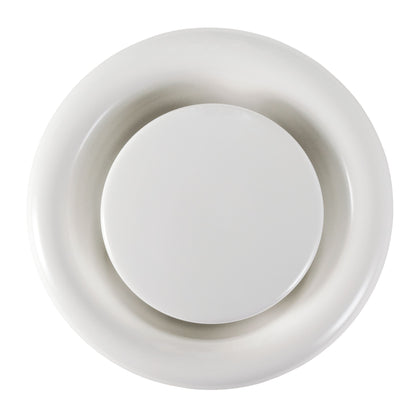 White 125mm ceiling extract valve cover plate with circular inner opening