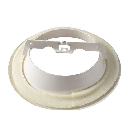 Ceiling extract valve base plate with metal inner ring and mounting frame