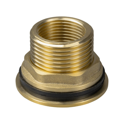 Brass threaded adapter with rubber seal gasket for water butt tap installation