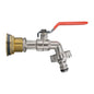 Brass water butt tap kit with 3/4" fitting and red lever handle, quick-connect outlet