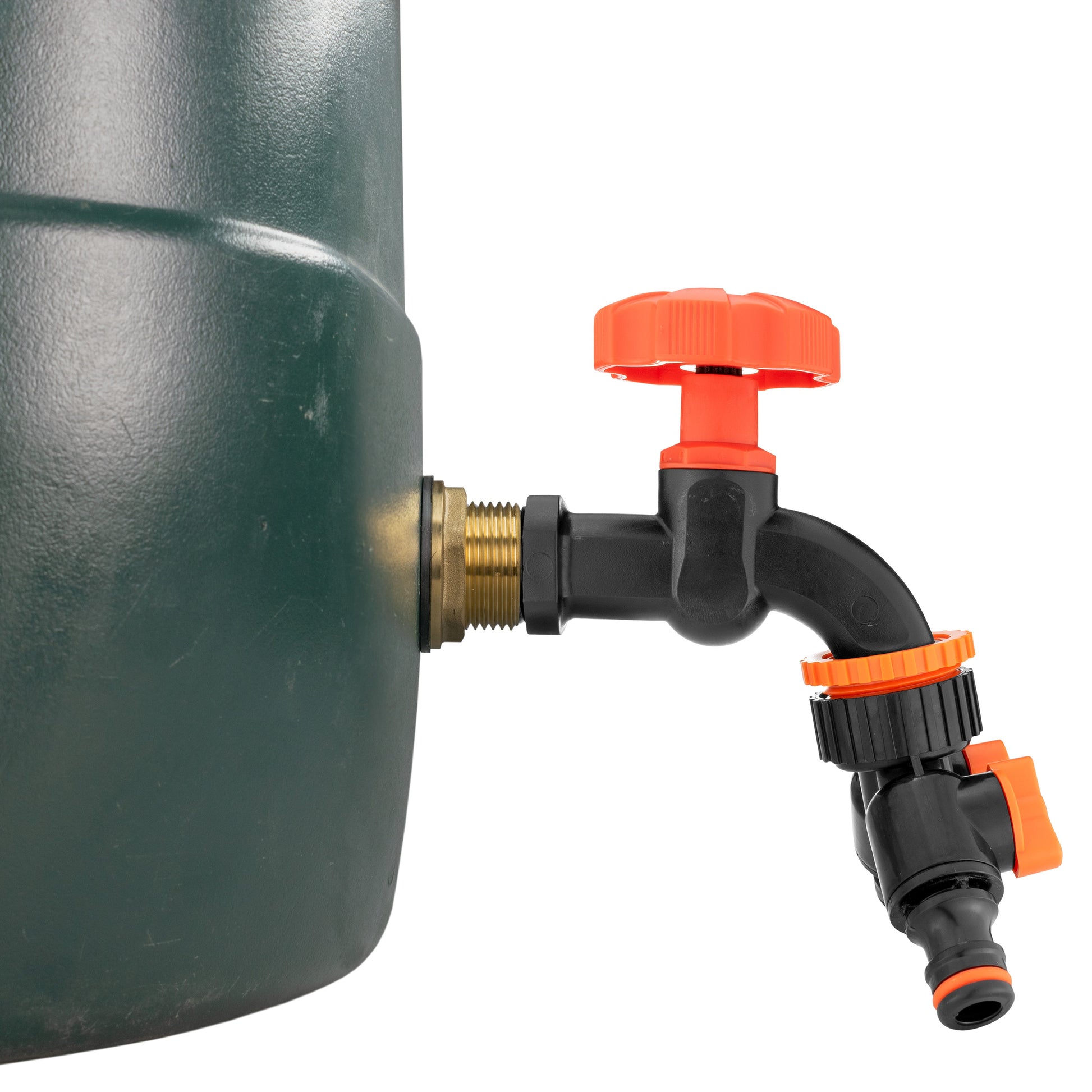 Brass 3/4in BSP tap with black body, orange cap and outlet
