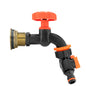 Brass 3/4in BSP water butt tap, black dial, orange two-way splitter