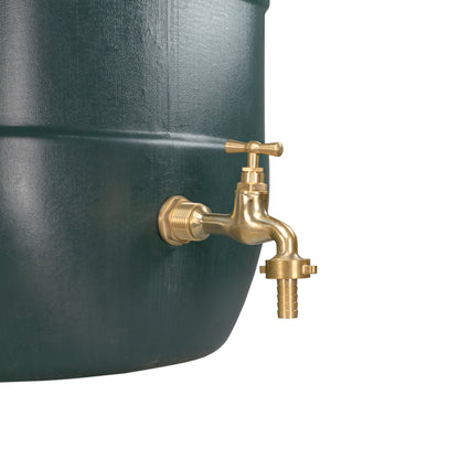 Brass water butt tap with 19mm barbed hose outlet and lever handle