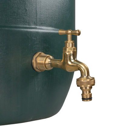 Brass quick-connect tap fitted to a water butt wall with 3/4" threaded connection
