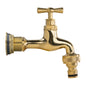 Polished brass water butt tap with quick-connect outlet and 3/4" threaded inlet