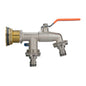 Brass water butt tap kit with orange lever handle and double quick-connect outlets