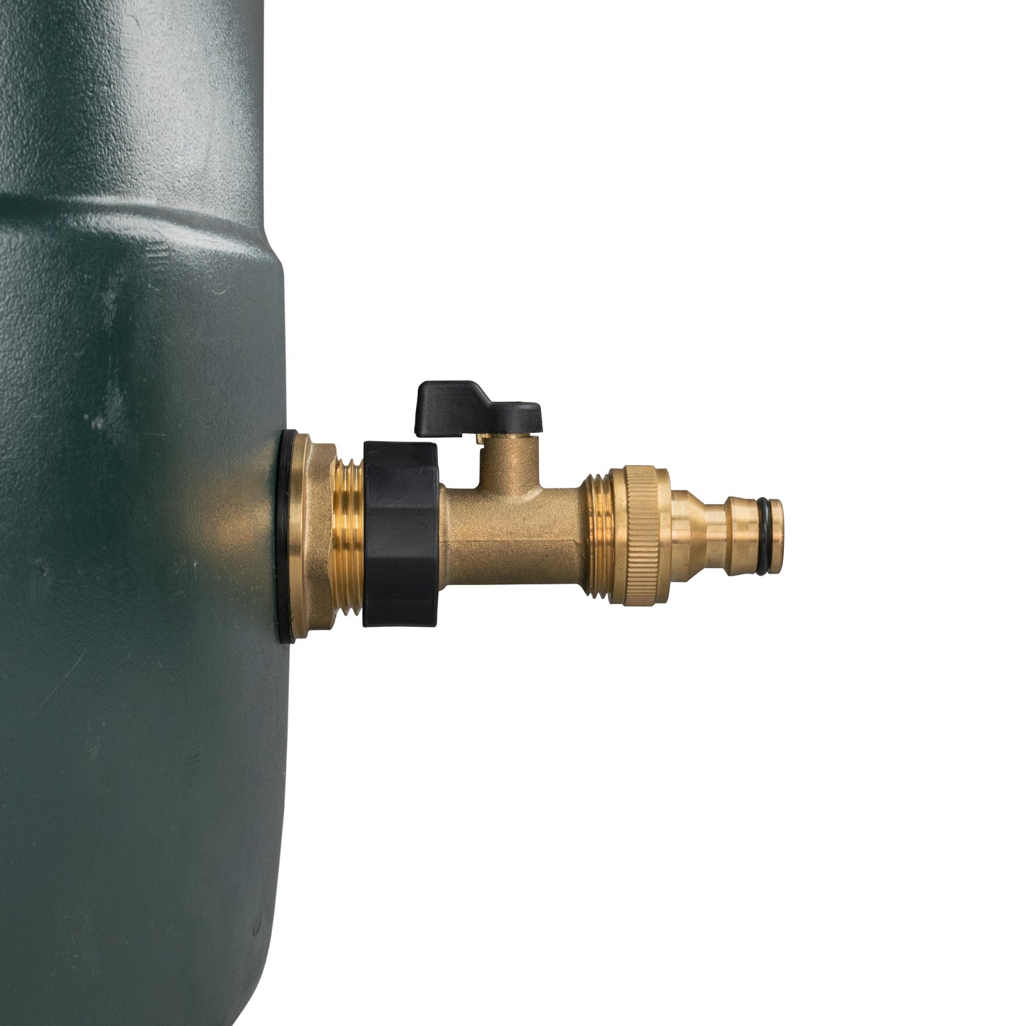 3/4-inch brass threaded tap connector with quick-connect end and black seal