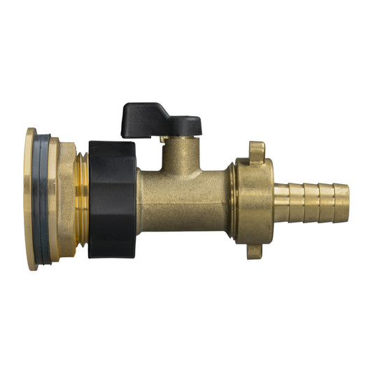 3/4" BSP brass hose tap adapter kit with 13mm barb and black inlet seal
