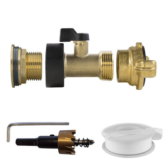 3/4in brass tank valve kit with Geka connector and black rubber sealing washers